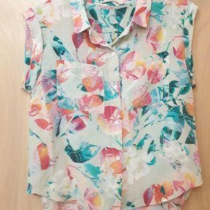 Floral tropical sheer button top Townsend Sz Xs B